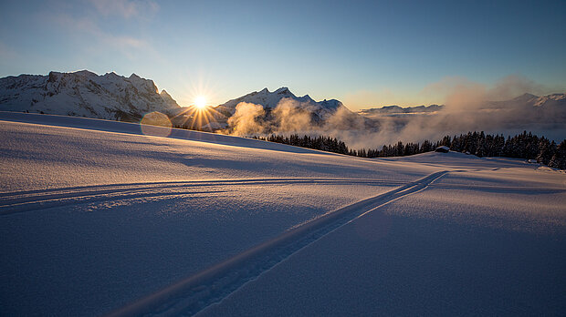 verschneite Berglandschaft am Hasliberg im Winter